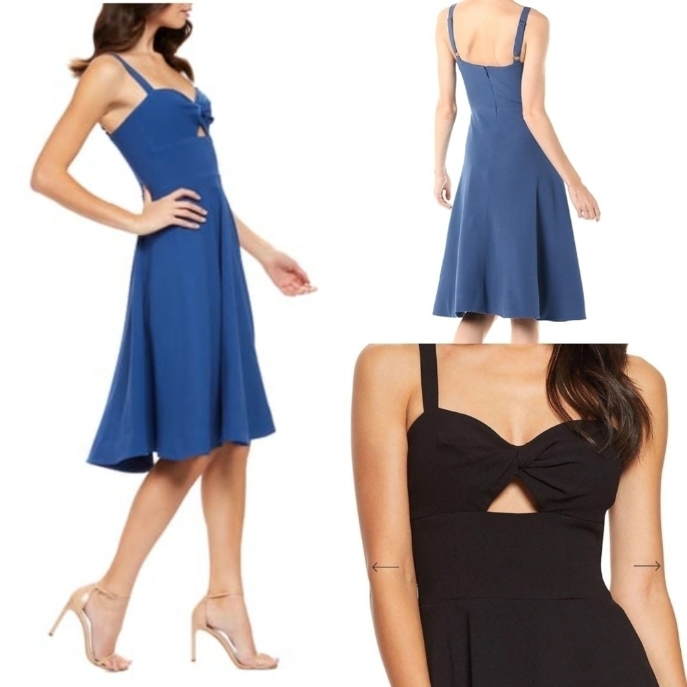 DRESS THE POPULATION bianca sweetheart retro dress blue XXS